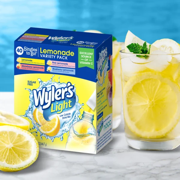 Wyler's Light Lemonade Powder Mix, Singles To Go Variety Pack, 4 Flavors, 40 Count
