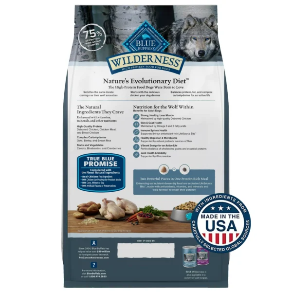 Blue Buffalo Wilderness Natural High-Protein Adult Dog Dry Food, Chicken Recipe, 13-lb.